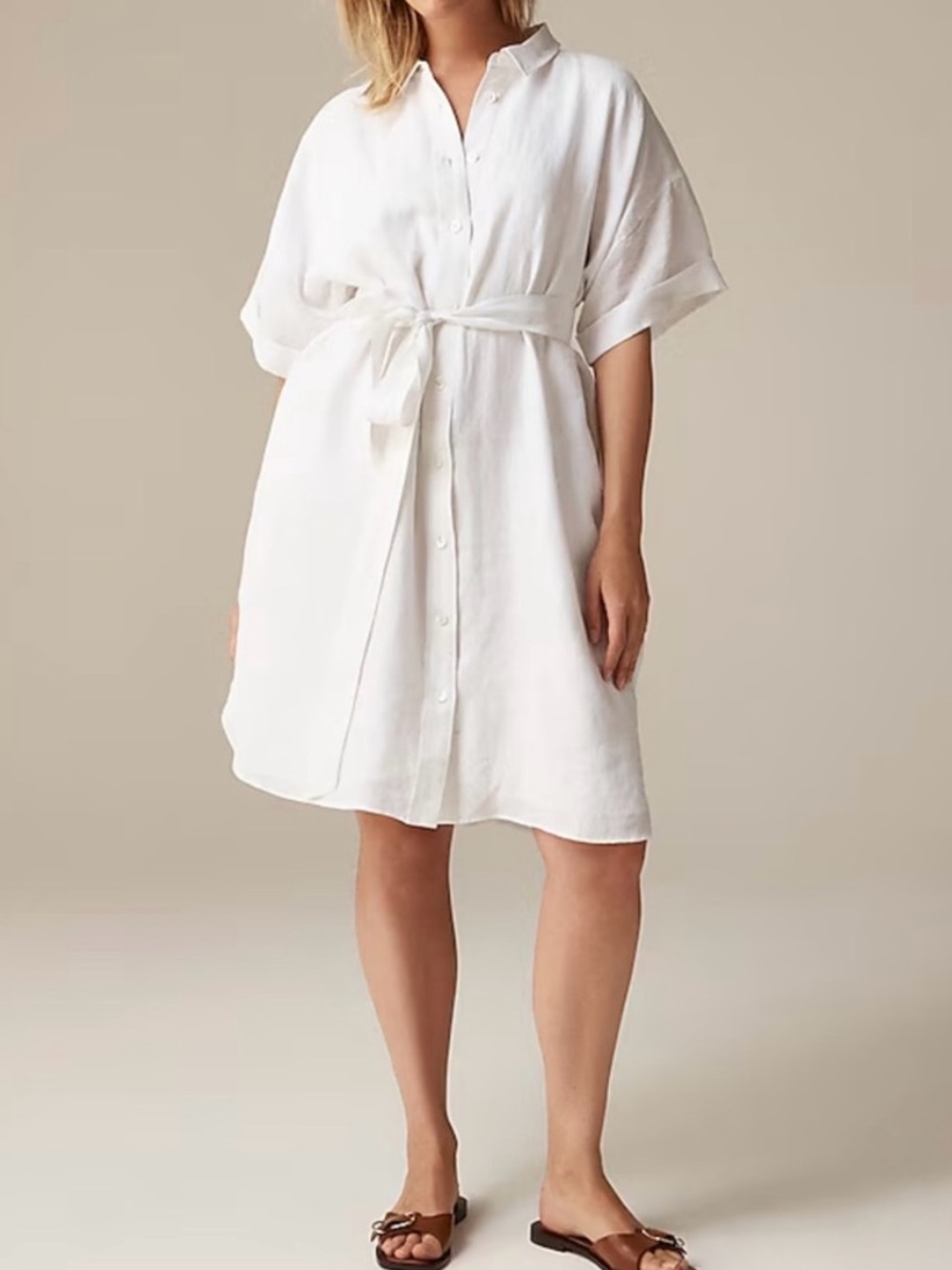 J. Crew Capitaine White Linen Shirtdress - Tall XL